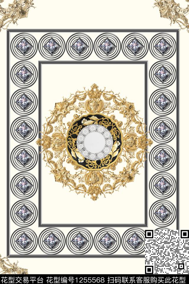 几何曼陀罗古典花纹数码印花华亿平台下载（图片编号: 1255568） - 瓦栏（Walan）