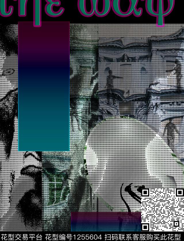 迷幻字母数码印花华亿平台下载（图片编号: 1255604） - 瓦栏（Walan）