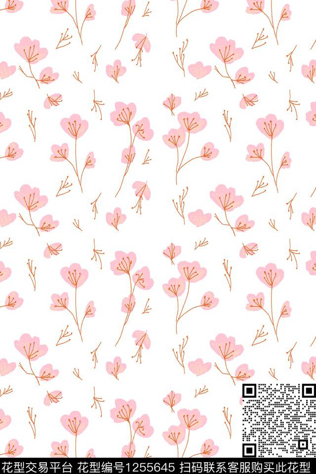 小碎花栀子花花卉传统印花华亿平台下载（图片编号: 1255645） - 瓦栏（Walan）