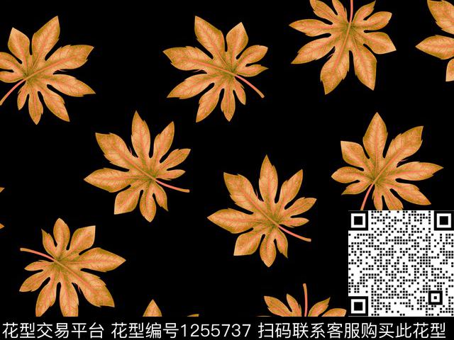 绿色叶子散点排列数码华亿平台数码印花华亿平台下载（图片编号: 1255737） - 瓦栏（Walan）