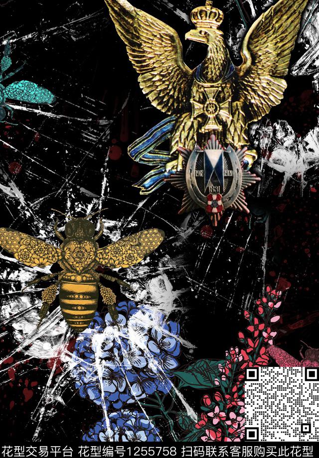 动物潮牌抽象花卉数码印花华亿平台下载（图片编号: 1255758） - 瓦栏（Walan）