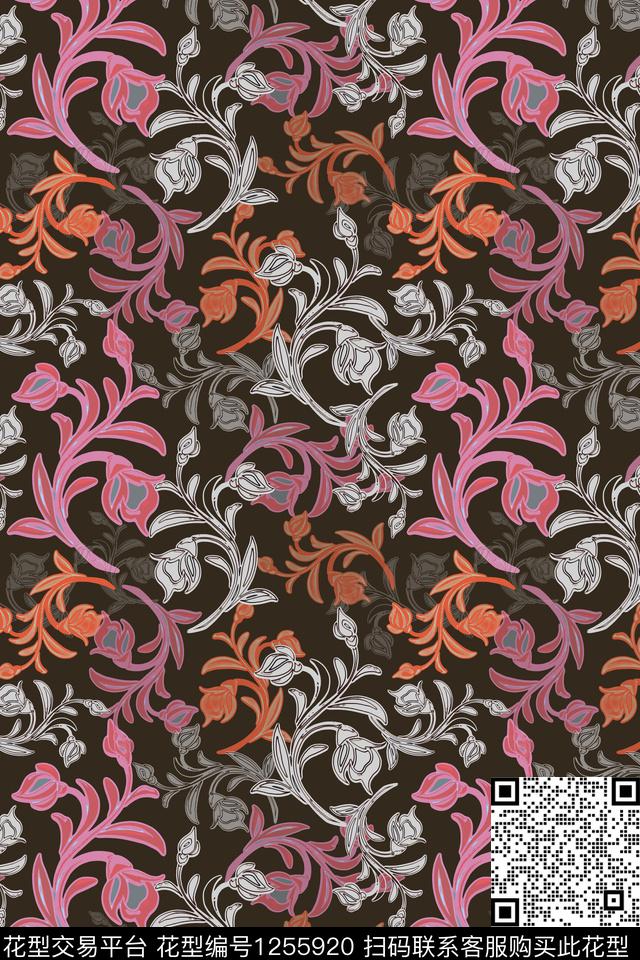 卷草家装印花民族风图案数码印花华亿平台下载（图片编号: 1255920） - 瓦栏（Walan）