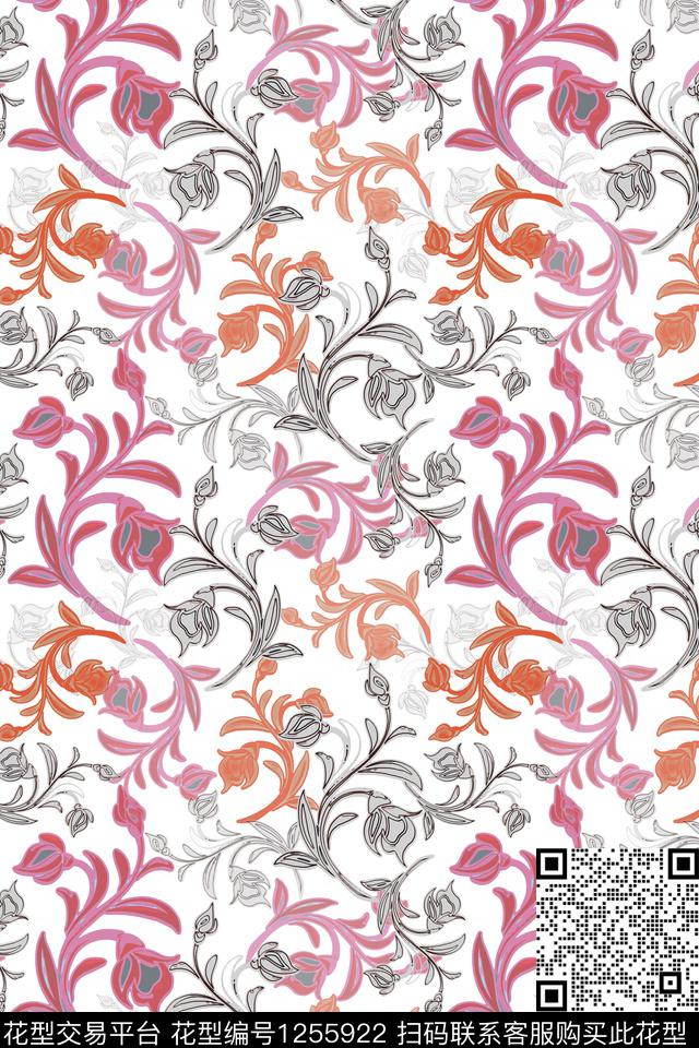 卷草家装印花民族风图案数码印花华亿平台下载（图片编号: 1255922） - 瓦栏（Walan）