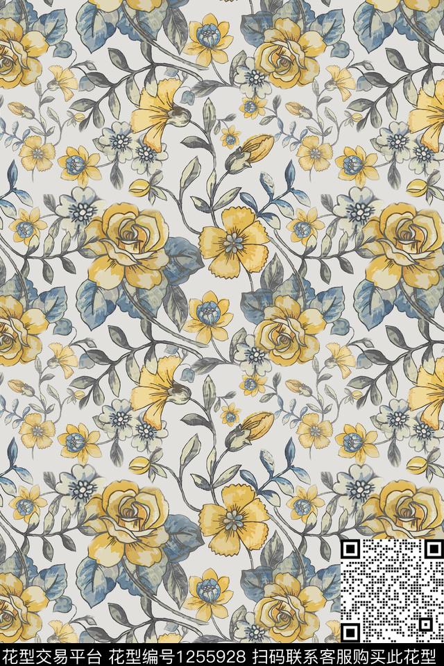 植物家装印花渐变色彩数码印花华亿平台下载（图片编号: 1255928） - 瓦栏（Walan）
