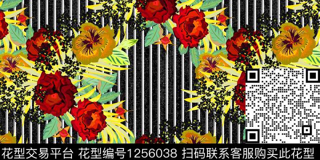 数码华亿平台花卉线条画数码印花华亿平台下载（图片编号: 1256038） - 瓦栏（Walan）