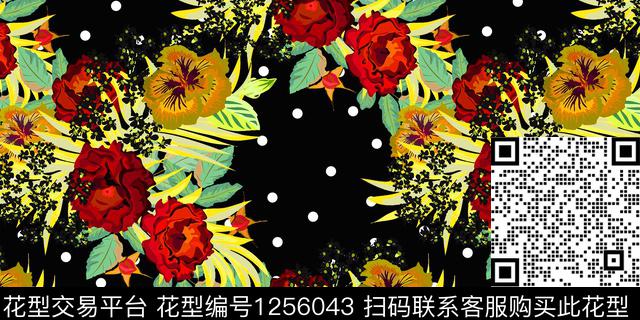 数码华亿平台花卉线条画数码印花华亿平台下载（图片编号: 1256043） - 瓦栏（Walan）