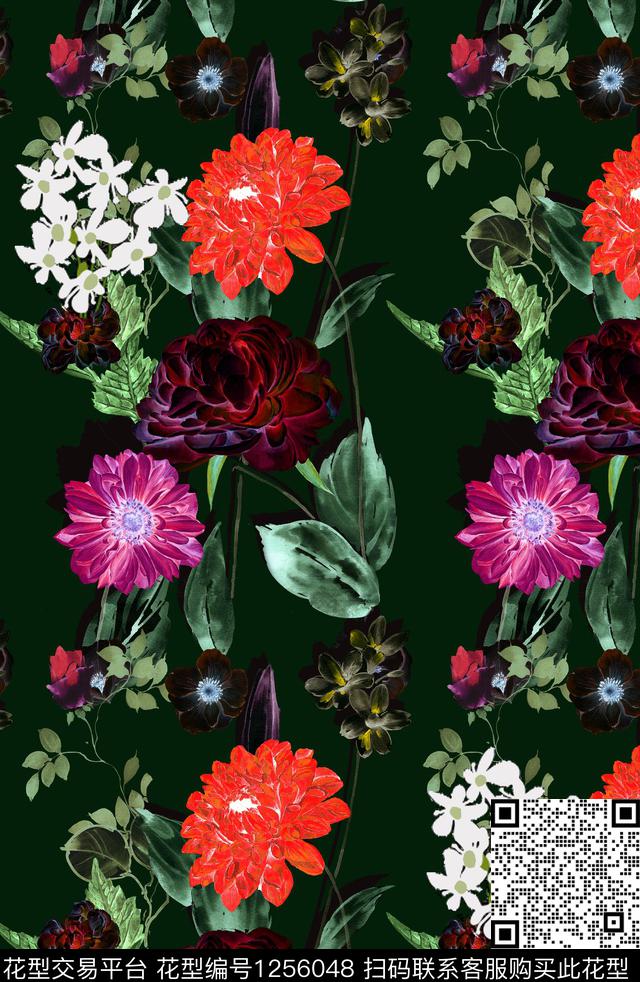 绿植树叶数码华亿平台花卉数码印花华亿平台下载（图片编号: 1256048） - 瓦栏（Walan）