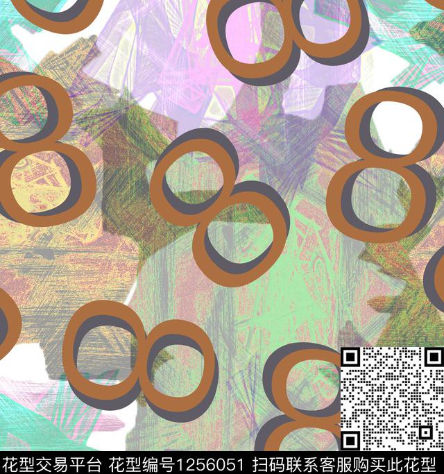 抽象几何创意数码印花华亿平台下载（图片编号: 1256051） - 瓦栏（Walan）