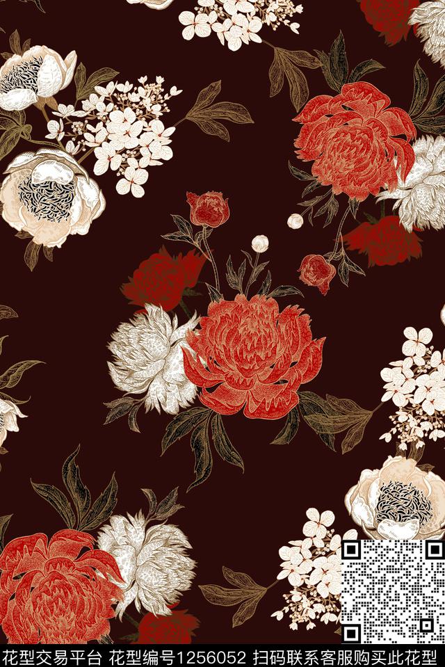 水彩花卉绿植树叶小碎花传统印花华亿平台下载（图片编号: 1256052） - 瓦栏（Walan）