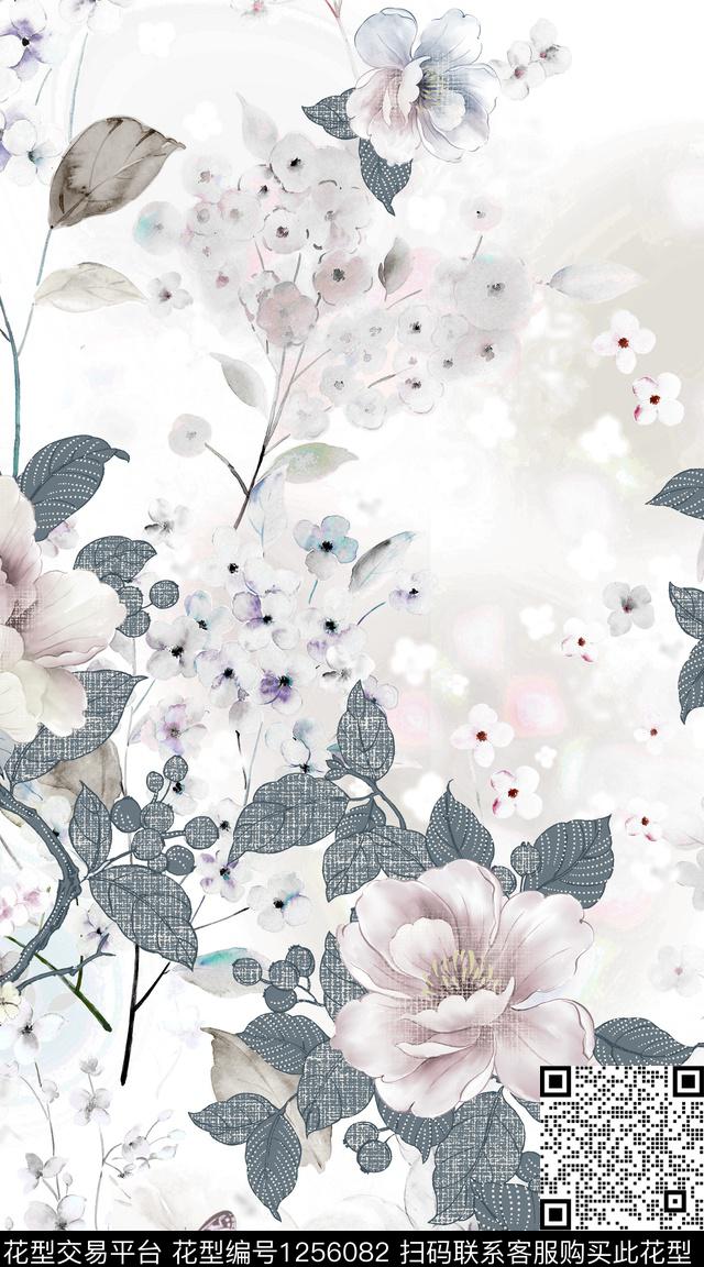 手绘花卉数码华亿平台花卉数码印花华亿平台下载（图片编号: 1256082） - 瓦栏（Walan）