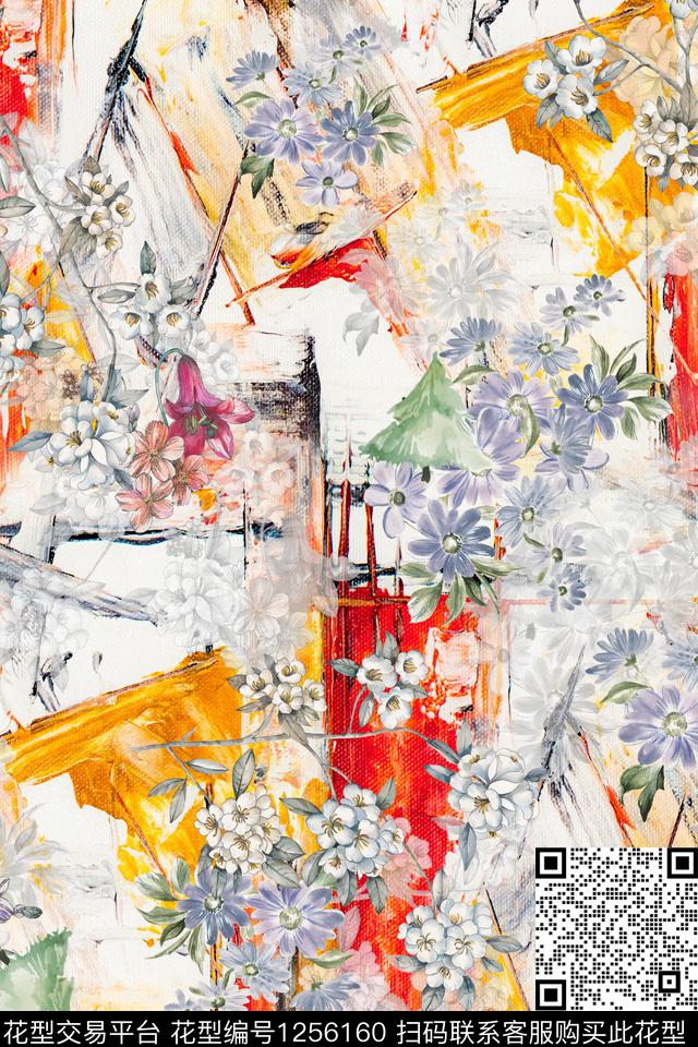 花卉电脑合成满版散花数码印花华亿平台下载（图片编号: 1256160） - 瓦栏（Walan）