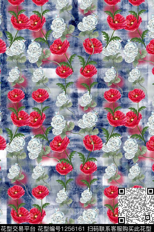 花卉电脑合成满版散花数码印花华亿平台下载（图片编号: 1256161） - 瓦栏（Walan）