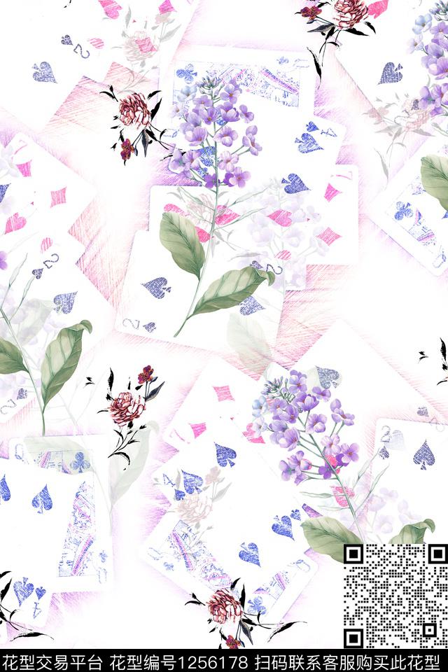 花卉电脑合成满版散花数码印花华亿平台下载（图片编号: 1256178） - 瓦栏（Walan）