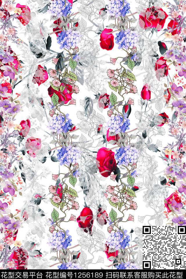 花卉电脑合成满版散花数码印花华亿平台下载（图片编号: 1256189） - 瓦栏（Walan）
