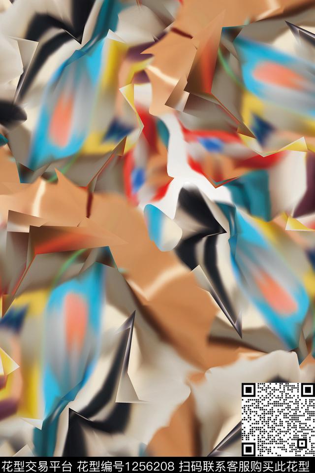抽象迷彩电脑合成数码印花华亿平台下载（图片编号: 1256208） - 瓦栏（Walan）