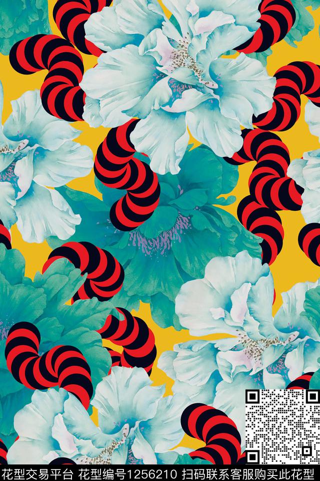 花卉电脑合成满版散花数码印花华亿平台下载（图片编号: 1256210） - 瓦栏（Walan）