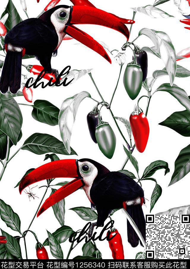 花卉大牌风辣椒数码印花华亿平台下载（图片编号: 1256340） - 瓦栏（Walan）