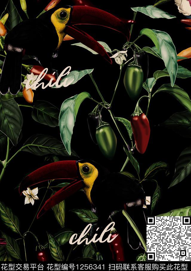 花卉大牌风辣椒数码印花华亿平台下载（图片编号: 1256341） - 瓦栏（Walan）