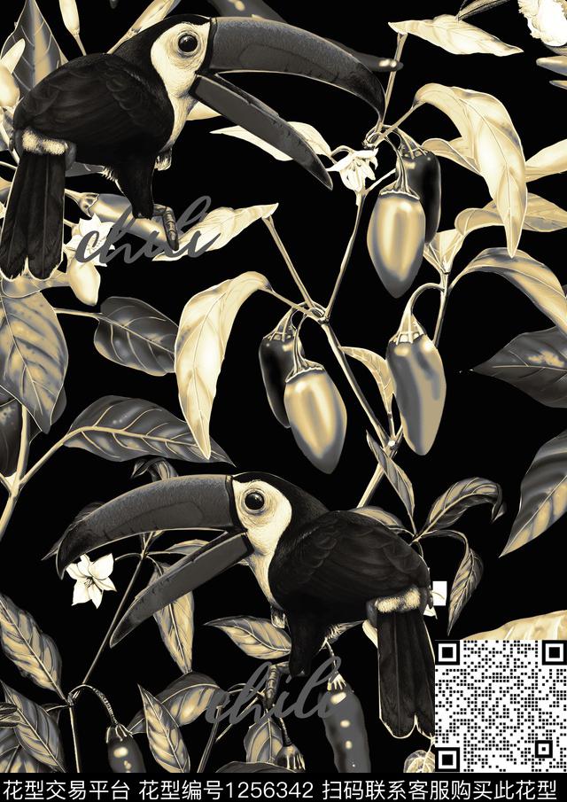 花卉大牌风辣椒数码印花华亿平台下载（图片编号: 1256342） - 瓦栏（Walan）