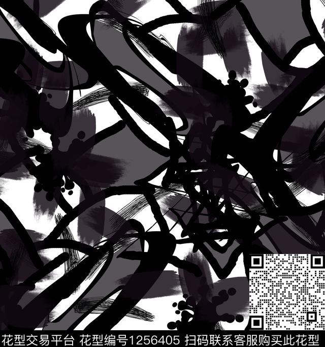 几何抽象混合拼接数码印花华亿平台下载（图片编号: 1256405） - 瓦栏（Walan）