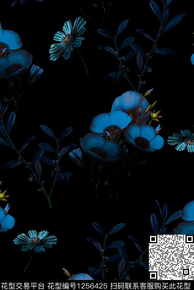 抽象花卉抽象小碎花数码印花华亿平台下载（图片编号: 1256425） - 瓦栏（Walan）