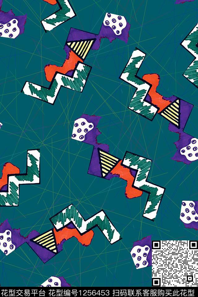 抽象几何数码华亿平台数码印花华亿平台下载（图片编号: 1256453） - 瓦栏（Walan）