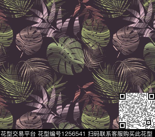 绿植树叶抽象花卉大牌风数码印花华亿平台下载（图片编号: 1256541） - 瓦栏（Walan）