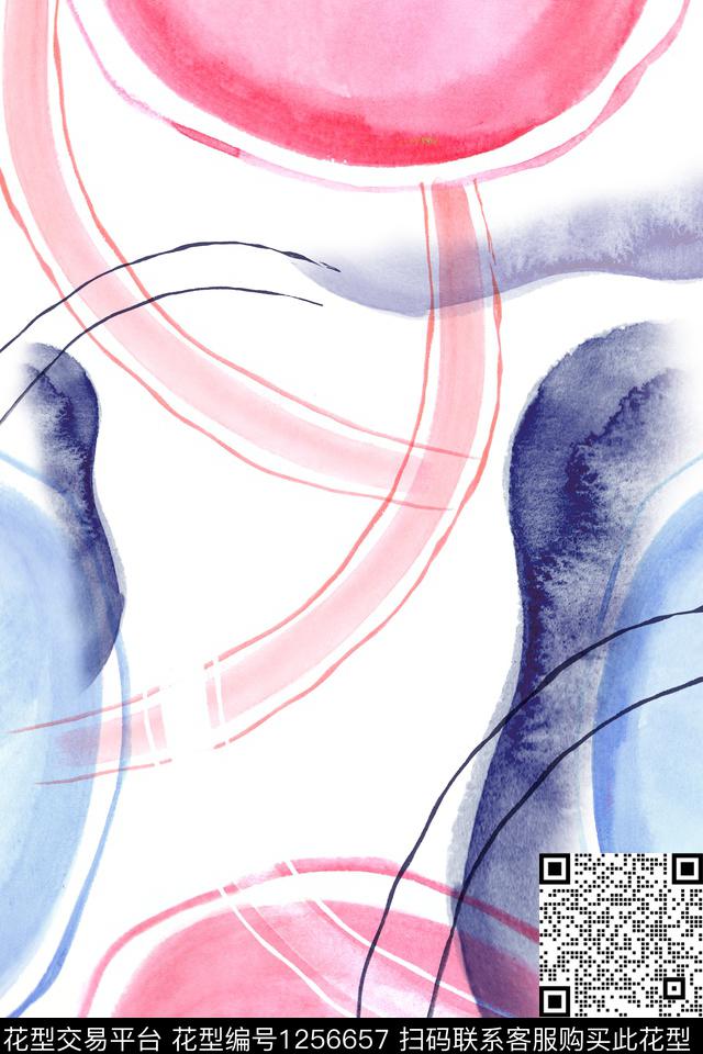 笔触艺术几何数码印花华亿平台下载（图片编号: 1256657） - 瓦栏（Walan）