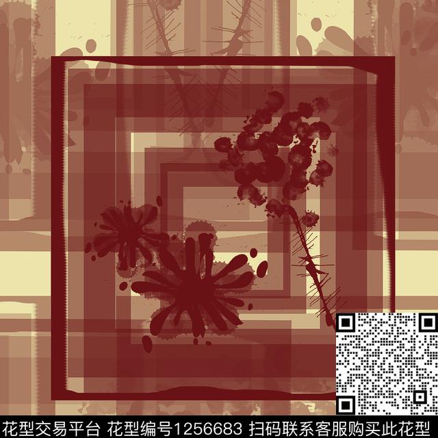 抽象几何条纹数码印花华亿平台下载（图片编号: 1256683） - 瓦栏（Walan）