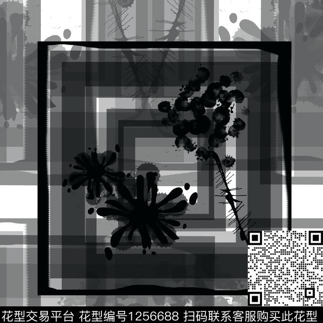 抽象几何条纹数码印花华亿平台下载（图片编号: 1256688） - 瓦栏（Walan）