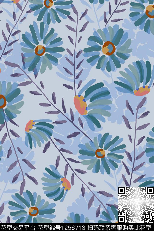 绿植树叶数码华亿平台大牌风数码印花华亿平台下载（图片编号: 1256713） - 瓦栏（Walan）