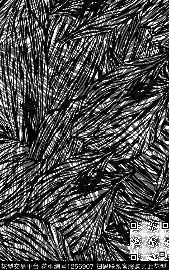 抽象男装线条传统印花华亿平台下载（图片编号: 1256907） - 瓦栏（Walan）