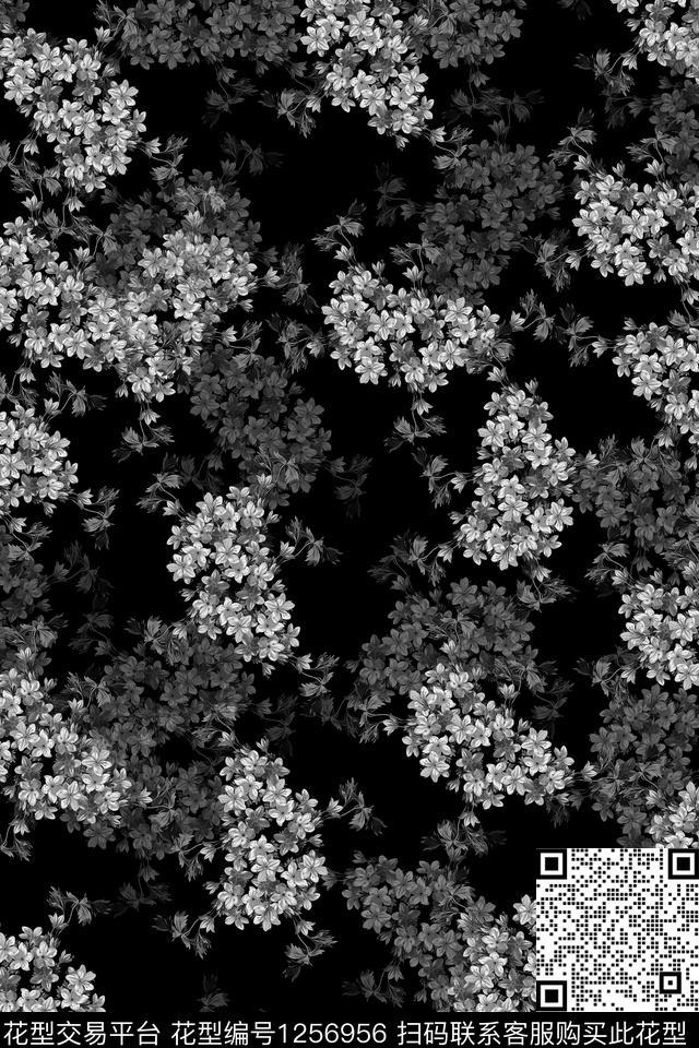手绘花卉小碎花满版散花数码印花华亿平台下载（图片编号: 1256956） - 瓦栏（Walan）