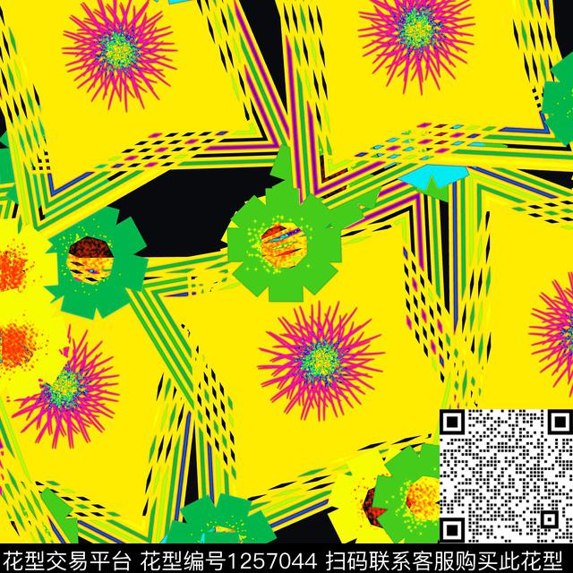 几何混合拼接创意数码印花华亿平台下载（图片编号: 1257044） - 瓦栏（Walan）