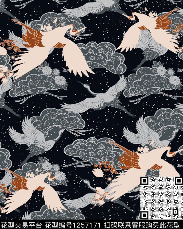 动物仙鹤中国风传统印花华亿平台下载（图片编号: 1257171） - 瓦栏（Walan）