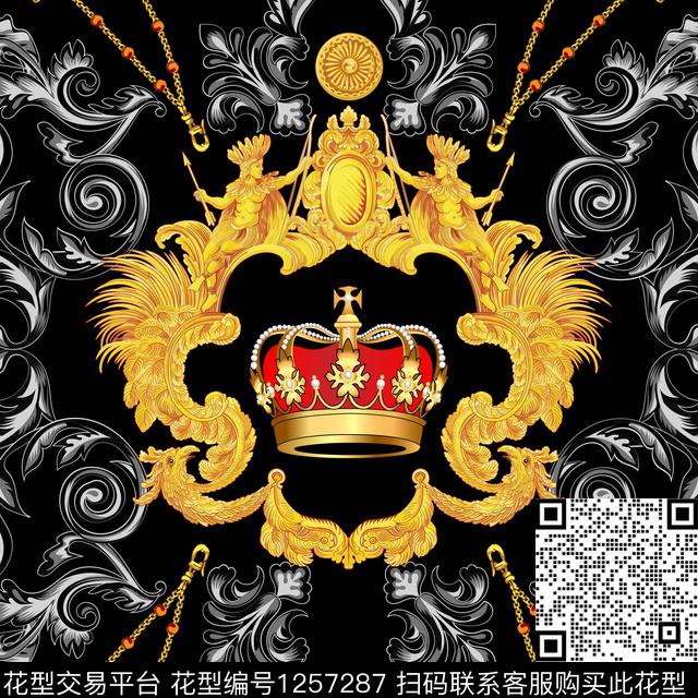 丝巾定位花欧式定位花方巾数码印花华亿平台下载（图片编号: 1257287） - 瓦栏（Walan）