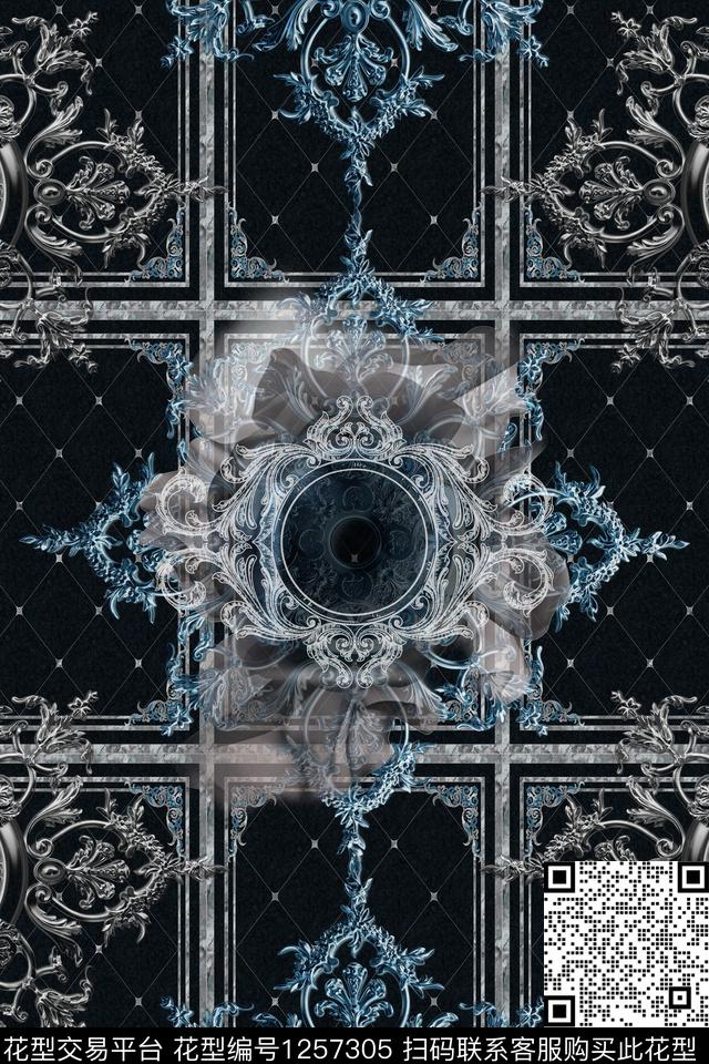 欧式定位花几何曼陀罗数码印花华亿平台下载（图片编号: 1257305） - 瓦栏（Walan）