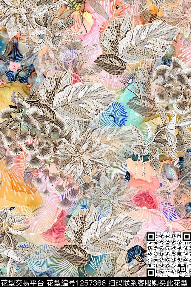 花卉底纹满版散花数码印花华亿平台下载（图片编号: 1257366） - 瓦栏（Walan）