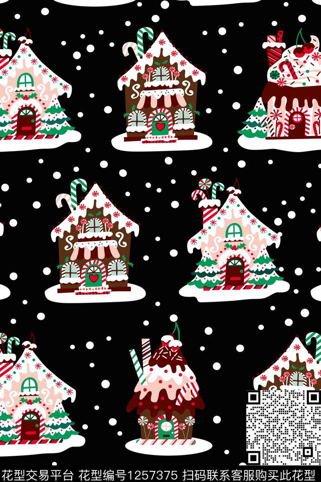 卡通手绘圣诞节日数码印花华亿平台下载（图片编号: 1257375） - 瓦栏（Walan）