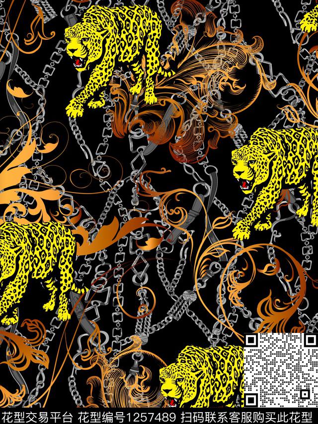 休闲老虎抽象男装数码印花华亿平台下载（图片编号: 1257489） - 瓦栏（Walan）