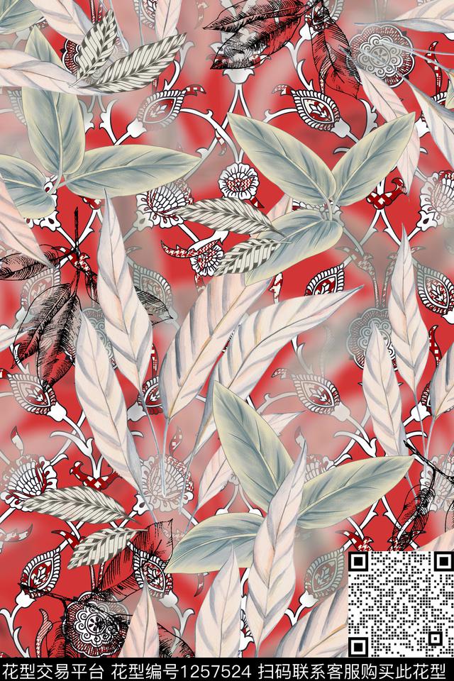 花卉底纹满版散花数码印花华亿平台下载（图片编号: 1257524） - 瓦栏（Walan）