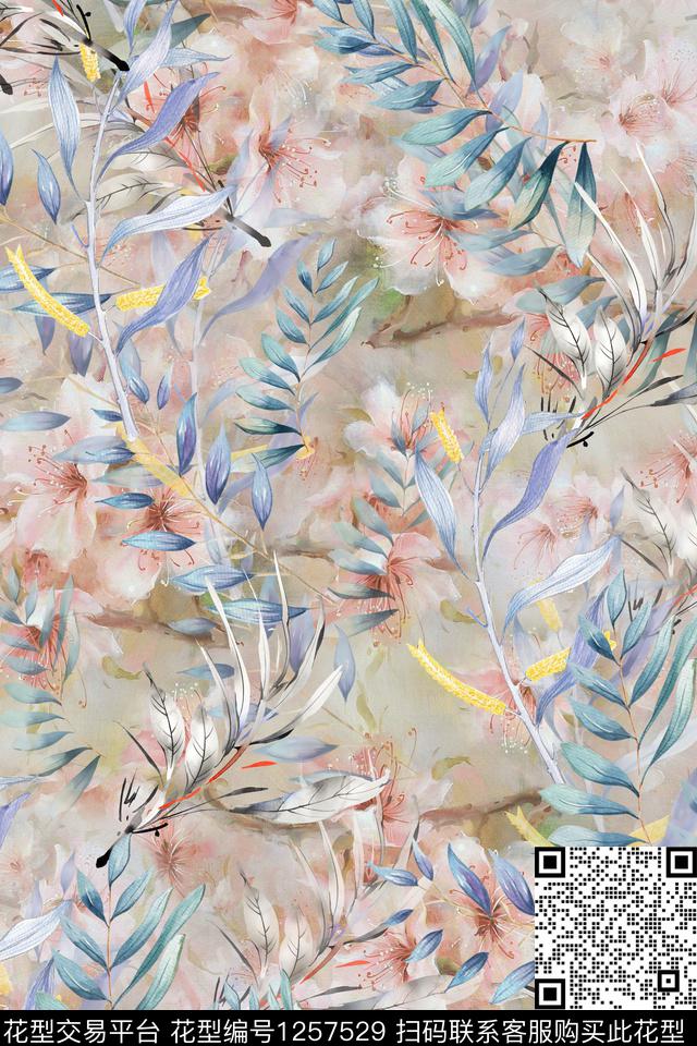 花卉底纹满版散花数码印花华亿平台下载（图片编号: 1257529） - 瓦栏（Walan）