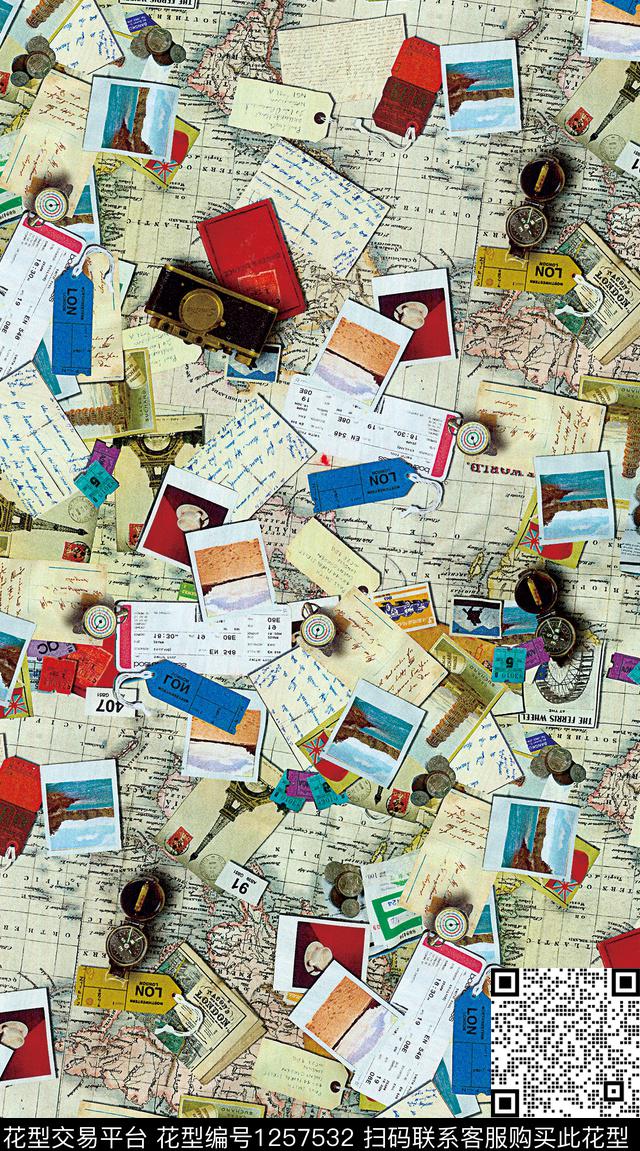 复古底纹满版散花数码印花华亿平台下载（图片编号: 1257532） - 瓦栏（Walan）