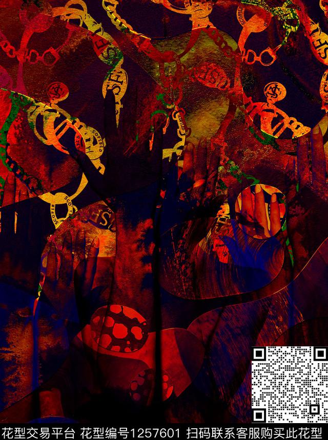 定位花大牌风手数码印花华亿平台下载（图片编号: 1257601） - 瓦栏（Walan）