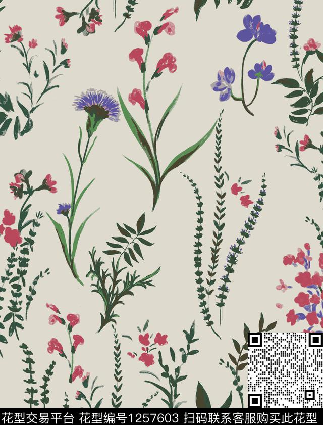 花卉传统印花华亿平台下载（图片编号: 1257603） - 瓦栏（Walan）