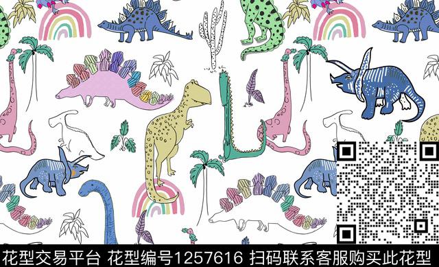 恐龙大牌风创意传统印花华亿平台下载（图片编号: 1257616） - 瓦栏（Walan）