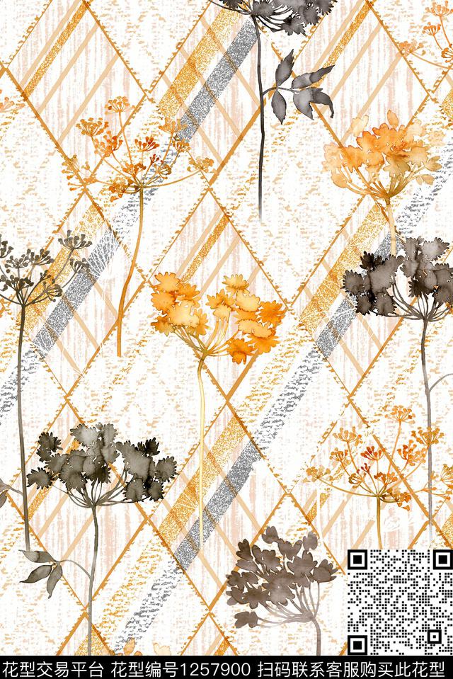 几何大牌风花卉数码印花华亿平台下载（图片编号: 1257900） - 瓦栏（Walan）
