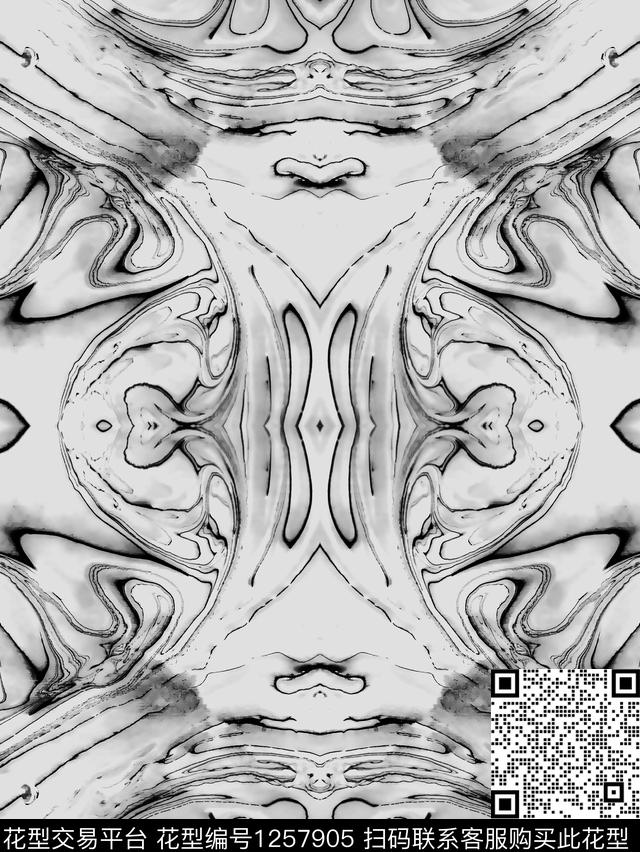 肌理抽象黑白华亿平台数码印花华亿平台下载（图片编号: 1257905） - 瓦栏（Walan）