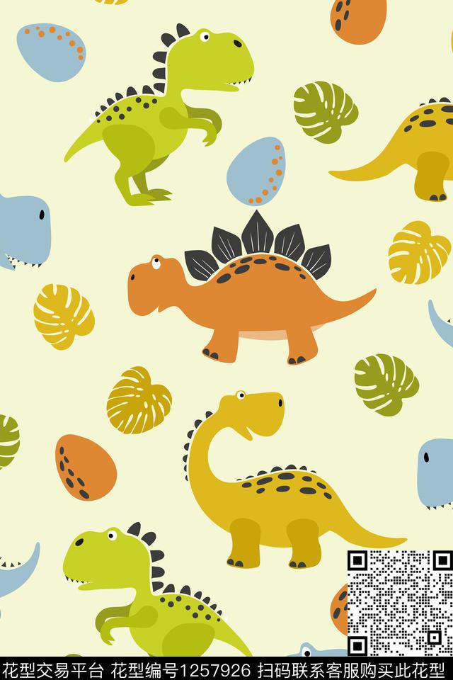 手绘卡通恐龙传统印花华亿平台下载（图片编号: 1257926） - 瓦栏（Walan）