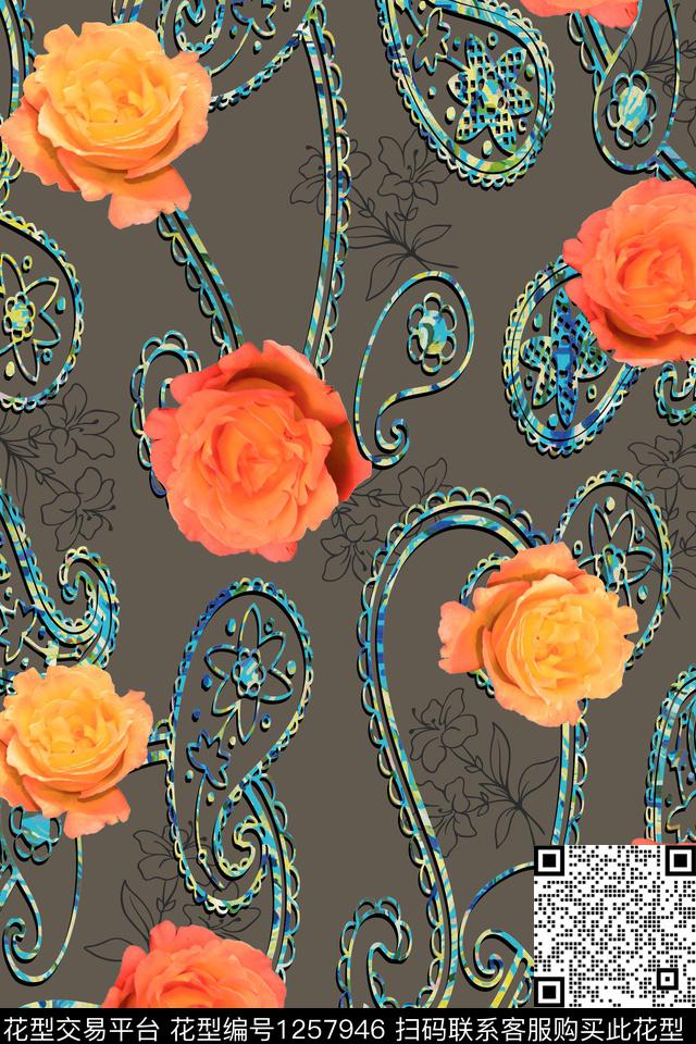 大牌风数码华亿平台花卉数码印花华亿平台下载（图片编号: 1257946） - 瓦栏（Walan）
